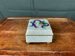 19th/20th C.  Chinese Cloisonné Dragon Rectangular Box And Fitted Cover 3