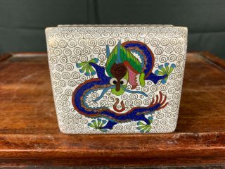 19th/20th C.  Chinese Cloisonné Dragon Rectangular Box And Fitted Cover 6