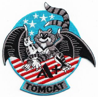 F - 14a,  Tomcat Aircraft Patch Usn W/cartoon Tomcat As A Bat