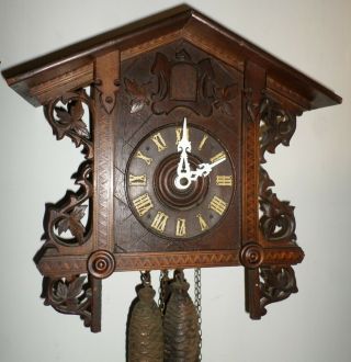 Stunning Rare Antique German Black Forest Bahnhausle Railroad Cuckoo Clock