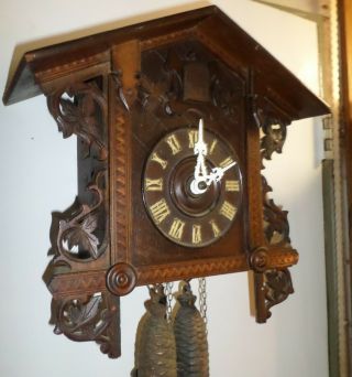 STUNNING RARE ANTIQUE GERMAN BLACK FOREST BAHNHAUSLE RAILROAD CUCKOO CLOCK 2