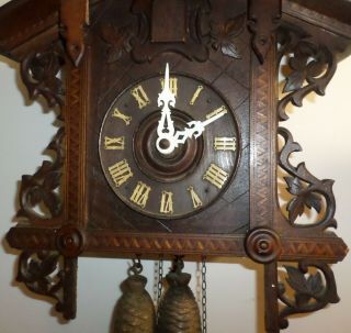 STUNNING RARE ANTIQUE GERMAN BLACK FOREST BAHNHAUSLE RAILROAD CUCKOO CLOCK 4