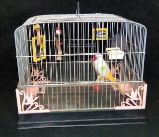Vintage Hanging Silver Metal Wire Bird Cage