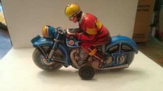 Rare Vintage German Tipp Co Tin Toy Motorcycle With Rider Model Tco - 58.