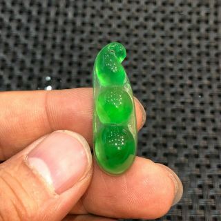 Rare Chinese Ice Green Jadeite Jade Handwork Collectible Fortune Beans Pendant