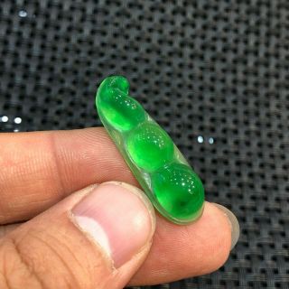 Rare Chinese Ice Green Jadeite Jade Handwork Collectible Fortune Beans Pendant 2