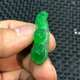 Rare Chinese Ice Green Jadeite Jade Handwork Collectible Fortune Beans Pendant 4