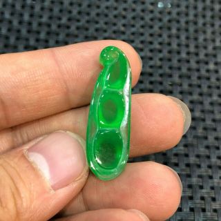 Rare Chinese Ice Green Jadeite Jade Handwork Collectible Fortune Beans Pendant 5