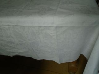 Vintage Irish Linen Damask Tablecloth - 70 X 84 Inches - Lily Of The Valley