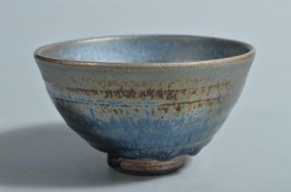 T4814: Japanese Kiyomizu - Ware Black Glaze Tea Bowl Tenmoku Chawan Tea Ceremony