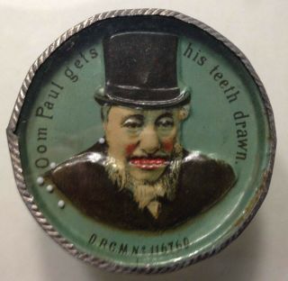 Oom Paul Teeth Boer War - Dexterity Puzzle - Mirror - 2.  5 - Tin Litho - German - 1905 - Psfl