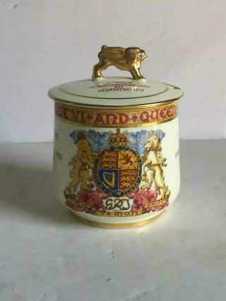Paragon China King George Vi And Queen Elizabeth 1937 Coronation Jam Pot Jar