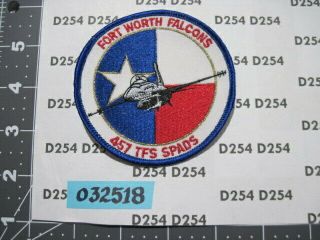Usaf Air Force Squadron Patch 457th Tactical Fighter Falcons Tfs Spads Ft Worth