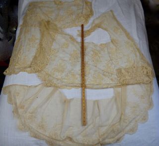 3 Large Scraps Of Antique Lace - Re - Purpose Into Doll Clothes Or ?