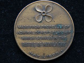 Bronze Medal Made From Uss Olympia Propellor Metal Admiral Dewey 