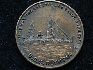 Bronze Medal Made from USS Olympia Propellor Metal Admiral Dewey ' s Flagship NoRs 2