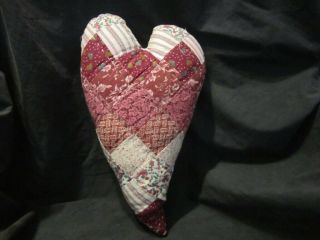 Primitive Quilted Heart - Large - Barn Red/cream