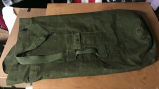 Us Army Military Canvas Od Green Large Duffel Duffle Sea Bag Top Load Vtg