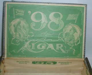 Antique Spanish American War Themed 98 Cigar Box Boland Bros.  Oswego Falls Ny