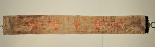 Antique Chinese Japanese Embroidered Silk Textile Servant Butler Call Bell Pull 8