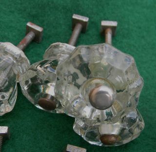 Matched Set Of 10 Antique Vintage Clear Glass Cabinet Cupboard Knobs Drawer Pull 3