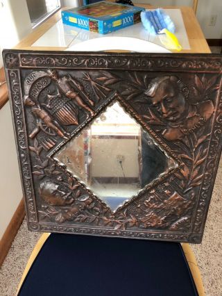Spanish American War Uss Maine Commemorative Wall Plaque With Mirror