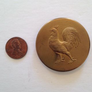 Antique Brass Metal Button With Rooster
