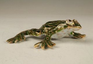 Retro Chinese Cloisonne Enamel Statue Animal Frog Mascot Old Handmade Craft Gift