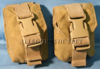 Set Of 2 - Usmc Eagle Ind Hand Grenade Pouch Pouches Frag Coyote Molle
