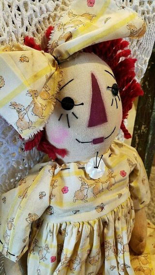 Ooak Artist Made Primitive Raggedy Ann Doll Spring Annie