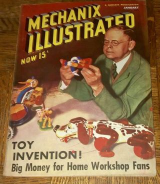 1939 Mechanix Illustrated 146 Pgs Vintage Fisher Price Pull Toy Inventor & More