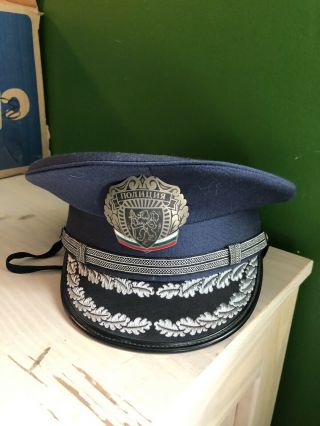 BULGARIA Bulgarian Police Uniform Visor Hat & Cockade Badge 1990’s 3