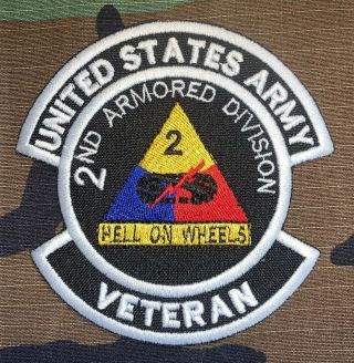 Us Army Color 2nd Armored Division Hell On Wheels Veteran Patch (b353)