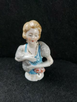 Vintage 3 - 3/4 " German Porcelain Bisque Pin Cushion Half Doll Marked Germany
