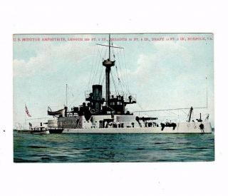 Inv 156 Vintage U.  S.  Monitor Amphitrite Ship Postcard