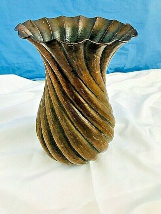 Rare Egidio Casagrande Hammered Brass Vase Borgo Trento 259 Italy