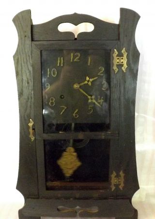 C.  1915 HAVEN ARTS AND CRAFTS 8 DAY CHIMING MISSION MANTLE CLOCK NO.  51 5