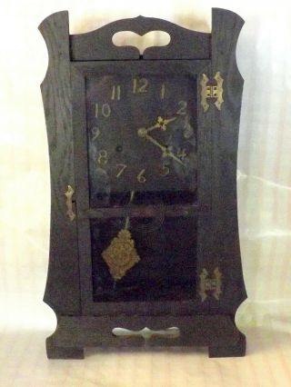 C.  1915 HAVEN ARTS AND CRAFTS 8 DAY CHIMING MISSION MANTLE CLOCK NO.  51 7