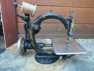 Antique Willcox Gibbs Small Chain Stitch Sewing Machine w/ Attachments 2