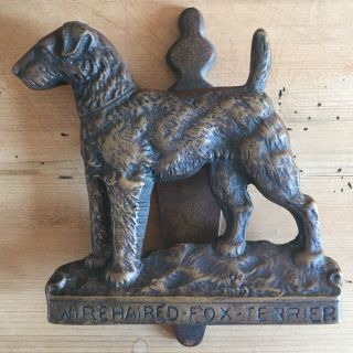Antique Wire Haired Fox Terrier Dog Brass Patina Door Knocker - Stanley/kidston