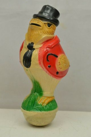 Vintage Viscoloid Celluloid Roly Poly Chicken Chick Red Suit Cane Usa Iz