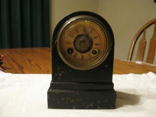 Antique Terry Clock Co.  Victorian 19th C.  Black Iron Alarm Clock 1867