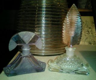 Czech Intaglio çut Glass Perfume Bottles