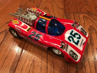 All Olympic Ferrari 512 Racing Car Battery Powered Tin