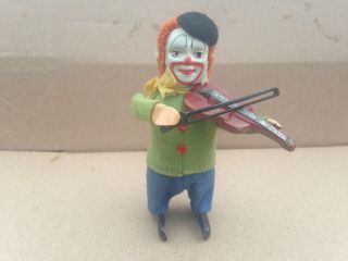 Vintage Schuco Wind Up Tin Toy Clown Violin No Key Germany