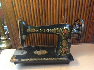 Antique Model 66 Singer Sewing Machine Red Eye Design Treadle Powered No Case