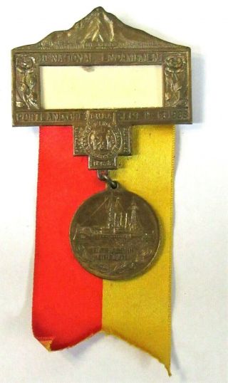 1938 U.  S.  W.  V.  Spanish American War Veterans Uss Oregon Portland Pinback Medal