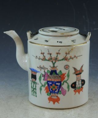 Antiqu.  Chinese Hand Painted Porcelain Tea Pot