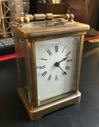 R & Co.  Antique 19th Century French Brass Carriage Clock Key But Not Running