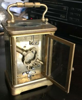 R & Co.  Antique 19th Century French Brass Carriage Clock Key but Not Running 7